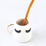 Mate de Cerámica Blanco Pestañas / Hilo Oro