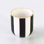 Pocillo Ambar en Cerámica Blanco - Rayado / Filete Oro