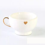 Taza Cata en Cerámica Blanco - Corazón / Hilo Oro