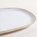 Plato de Postre Mora Blanco con Dots y Borde Natural